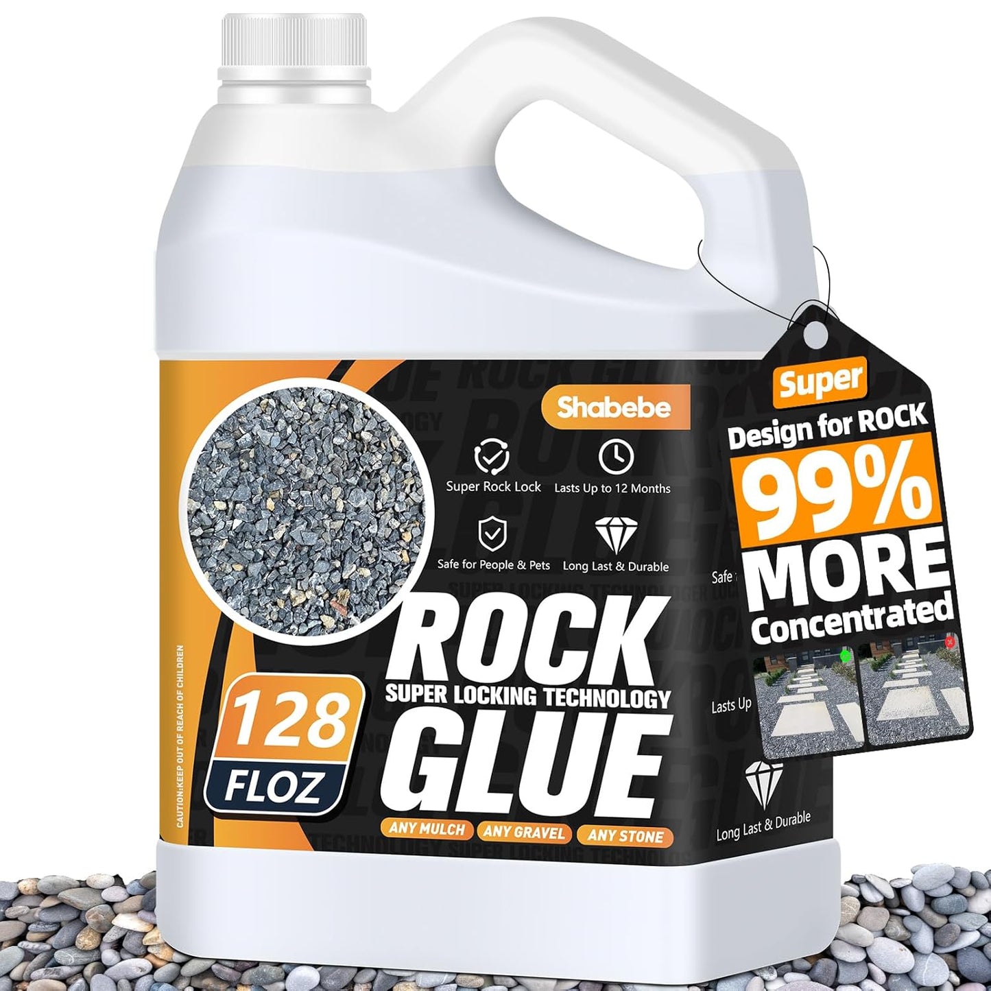 Rock Glue, Mulch Glue 1 Gallon- Fast-Drying Adhesive for Landscaping Rocks, Small Pebbles