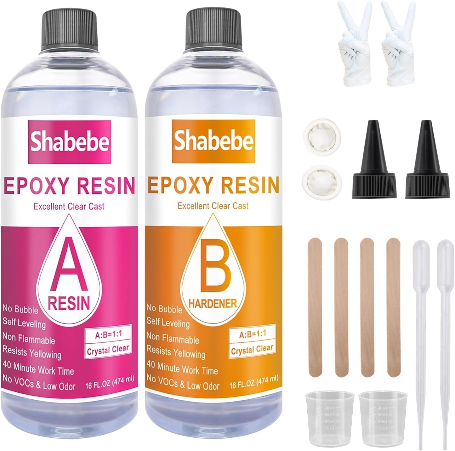 Epoxy Resin, 32OZ Epoxy Resin Crystal Clear, Not-Yellowing No-Bubble, Self Leveling Easy-Pour