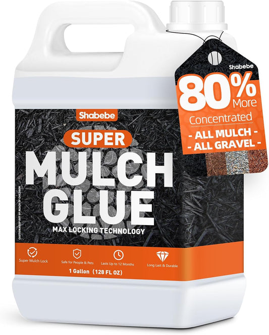 Mulch Glue for Landscaping, 1 Gallon Mulch Glue, Ready to Use Fast-Dry Non-Toxic, Strong Mulch Gravel Glue, Rock Glue
