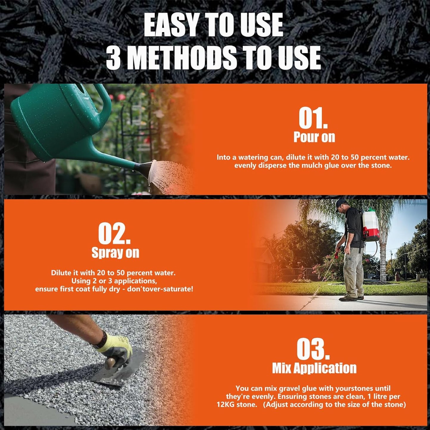 Mulch Glue for Landscaping, 1 Gallon Mulch Glue, Ready to Use Fast-Dry Non-Toxic, Strong Mulch Gravel Glue, Rock Glue