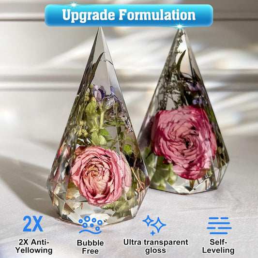 Shabebe Epoxy Resin 2 Gallon Kit, Upgraded Crystal Clear Resin Epoxy Food Safe with Pump