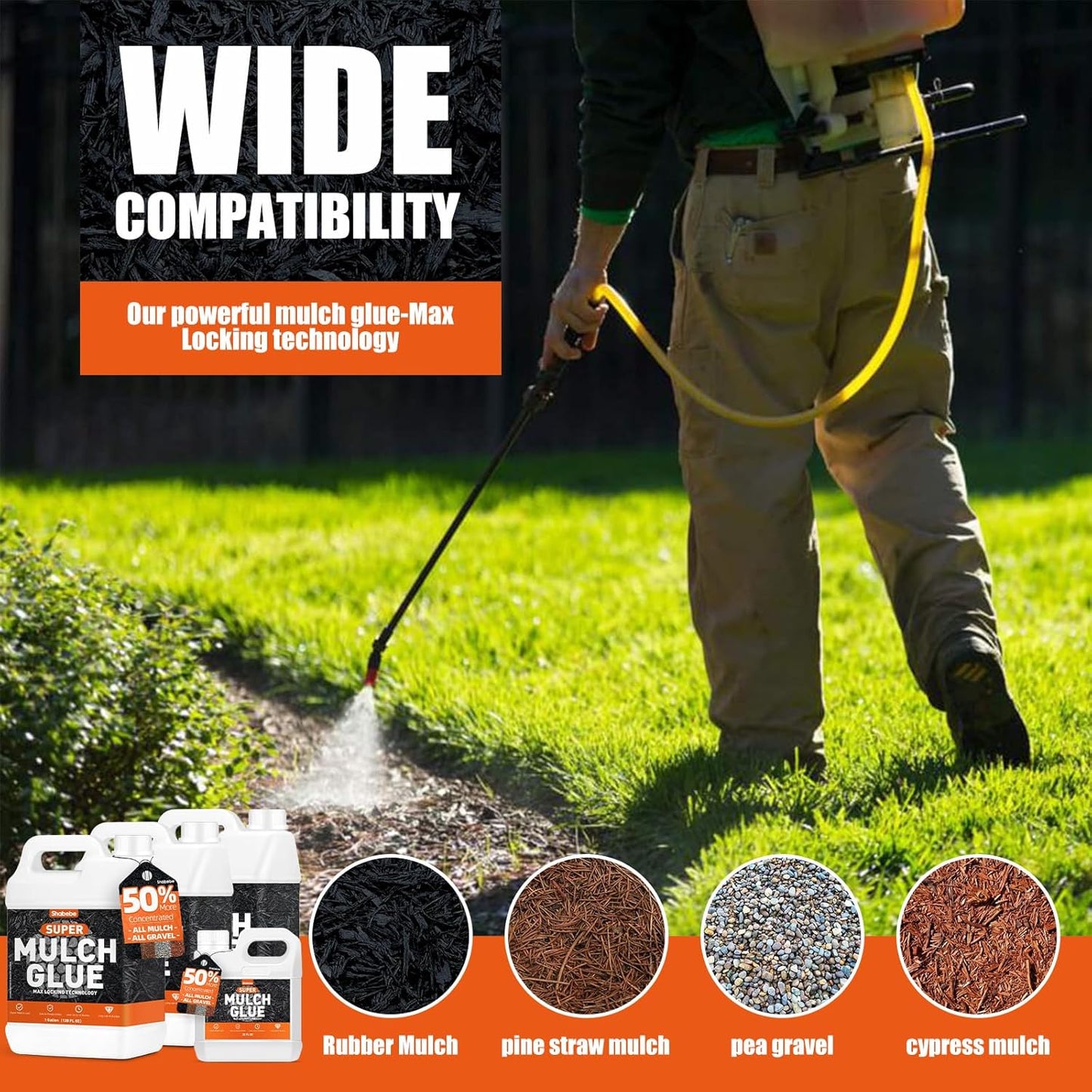 Mulch Glue for Landscaping, 1 Gallon Mulch Glue, Ready to Use Fast-Dry Non-Toxic, Strong Mulch Gravel Glue, Rock Glue