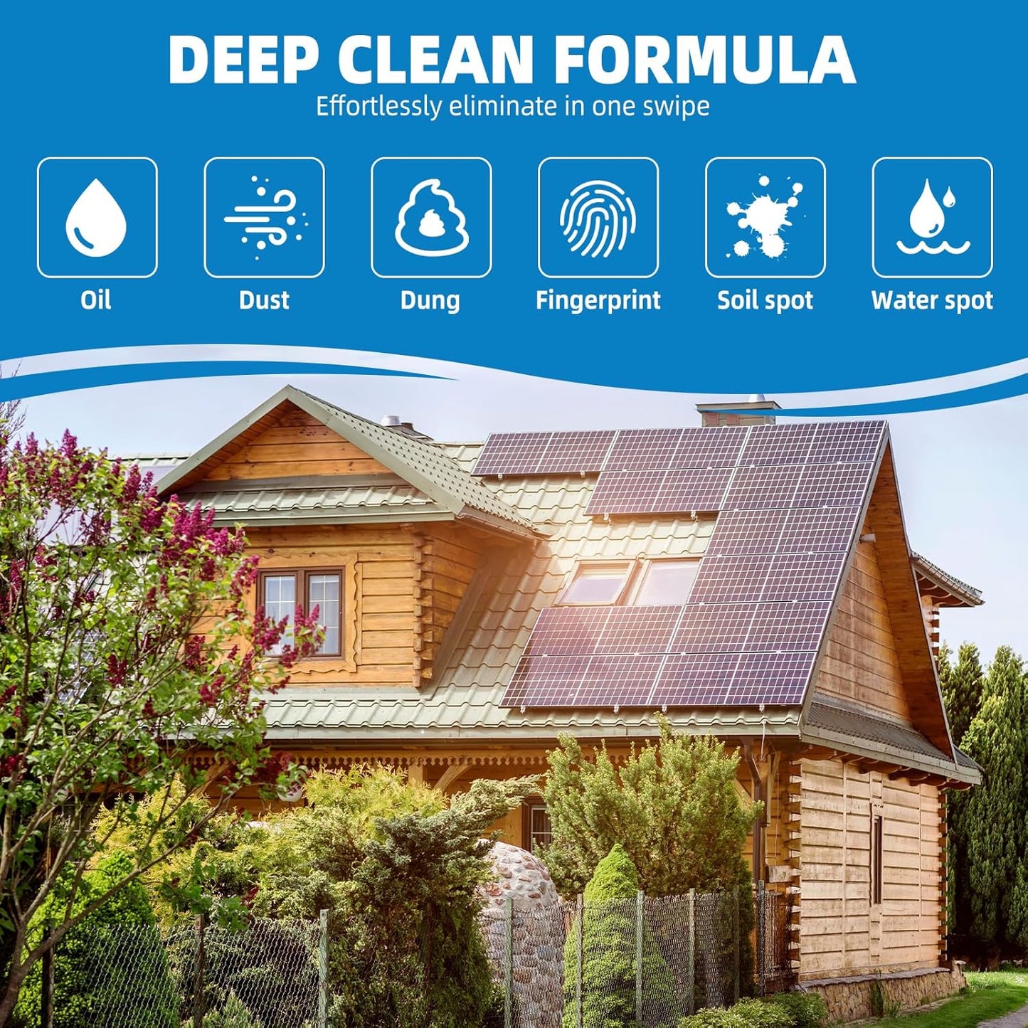 Shabebe Solar Panel Cleaner 32oz (Makes 150 Gallons) - 20X Strength Super Concentrated Glass & Solar Panel Cleaning