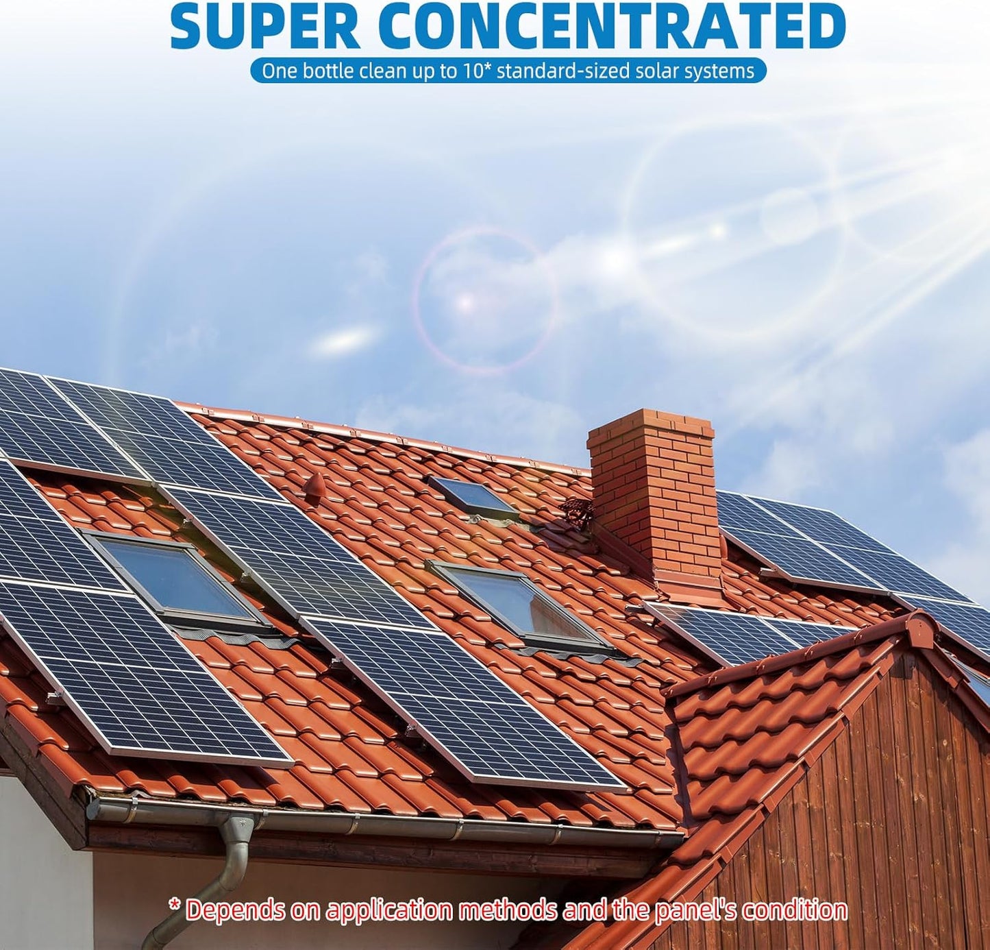 Shabebe Solar Panel Cleaner 32oz (Makes 150 Gallons) - 20X Strength Super Concentrated Glass & Solar Panel Cleaning
