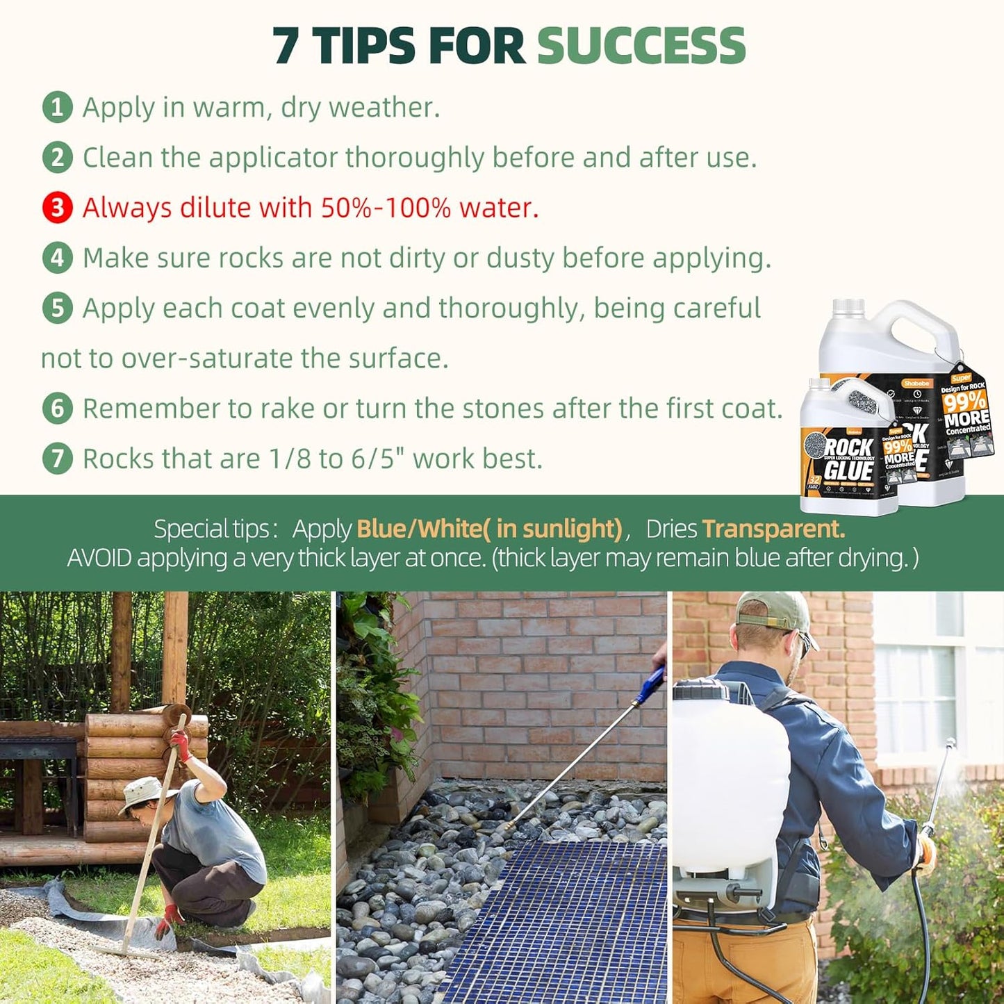 Rock Glue, Mulch Glue 1 Gallon- Fast-Drying Adhesive for Landscaping Rocks, Small Pebbles