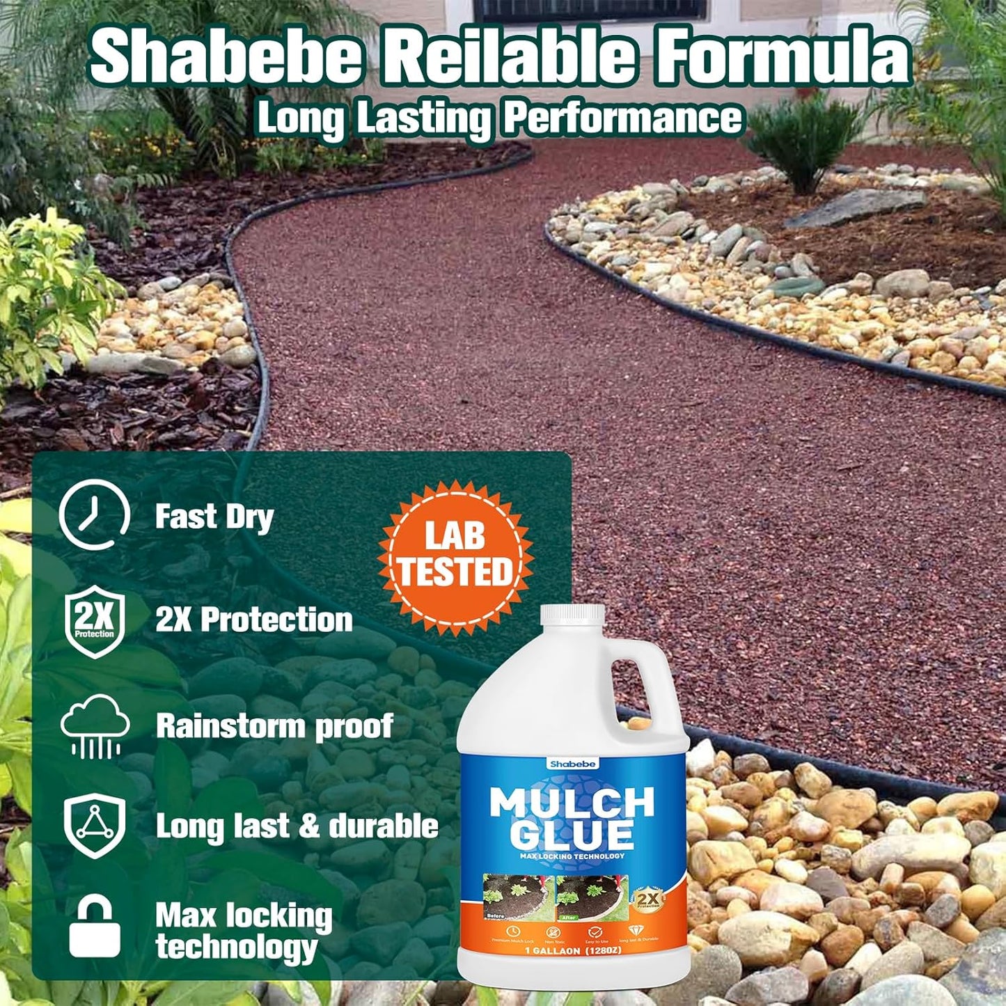 Mulch Glue -1 Gallon Mulch Glue for Landscaping, Super Landscape Adhesive Landscape Lock