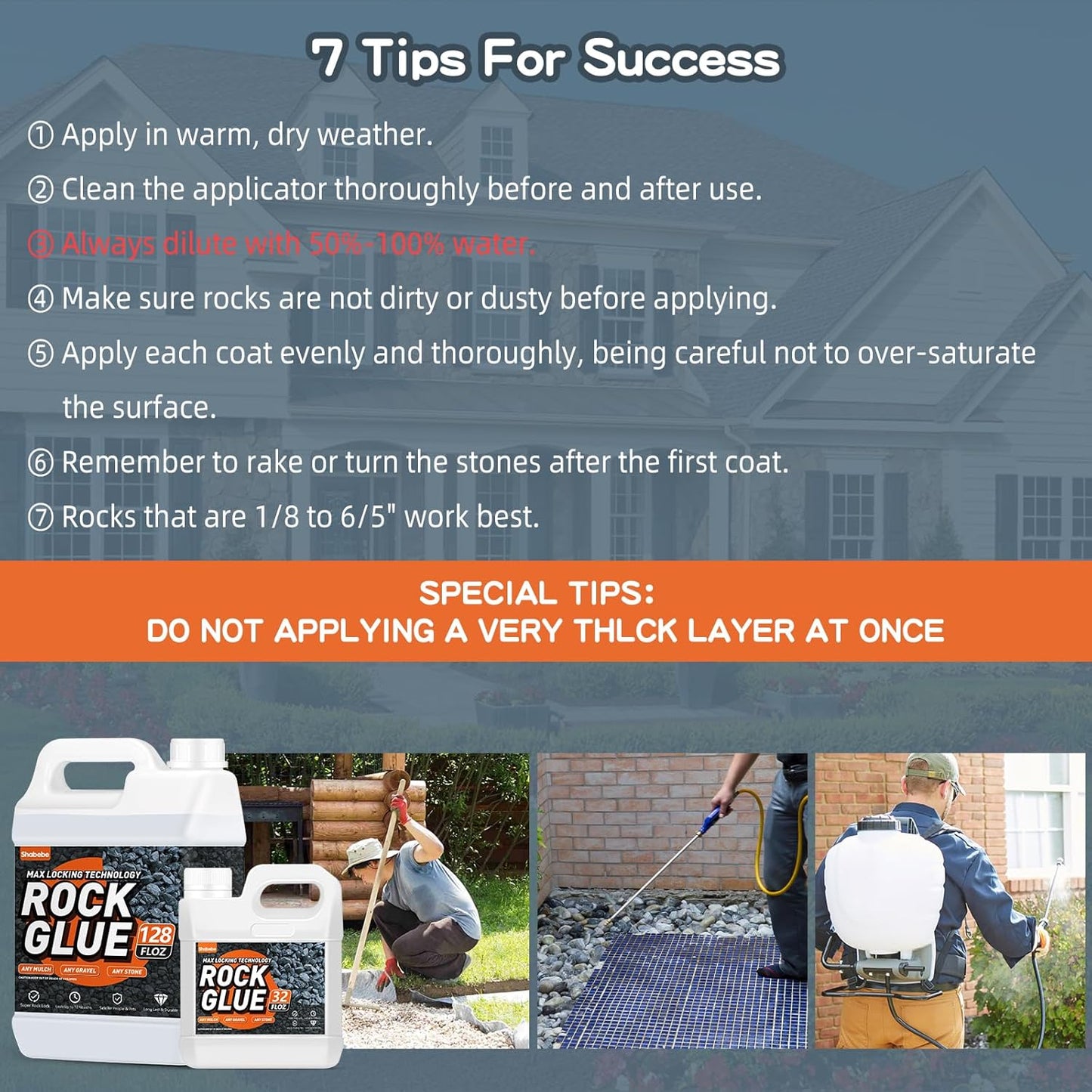 Rock Glue, 1 Gallon Mulch Glue for Landscaping, Fast-Dry Strong Pea Gravel Stabilizer Landscape