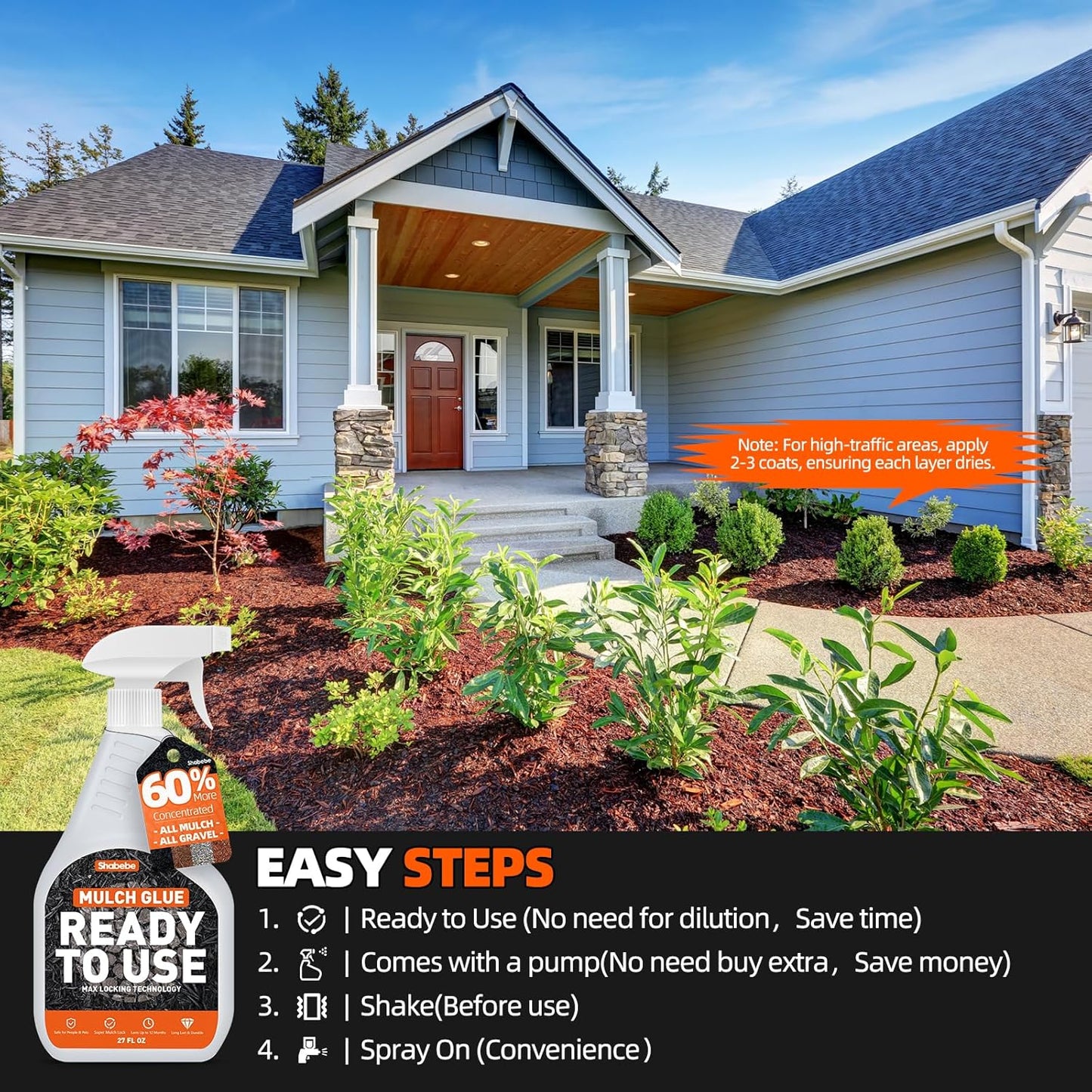 Mulch Glue with Sprayer -Ready to Use Binder for Landscaping 27oz