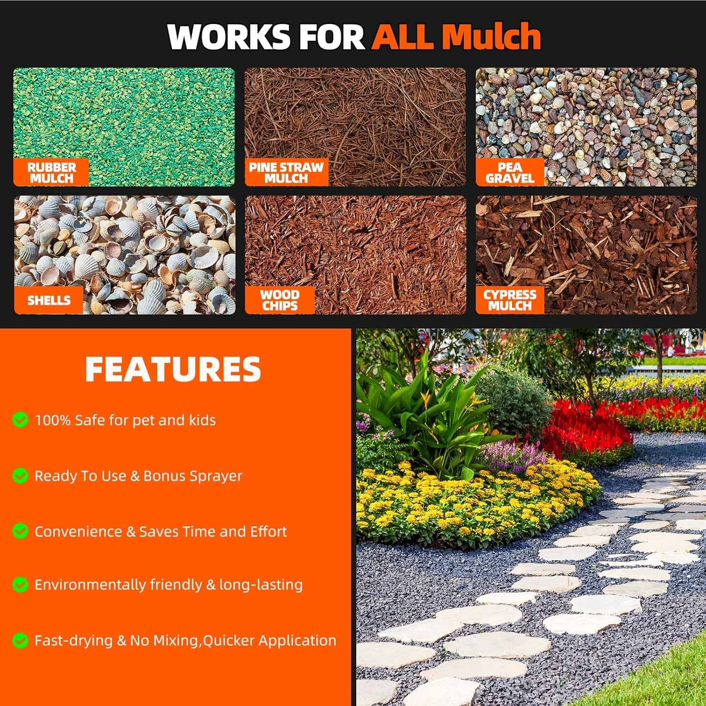 Mulch Glue with Sprayer -Ready to Use Binder for Landscaping 27oz