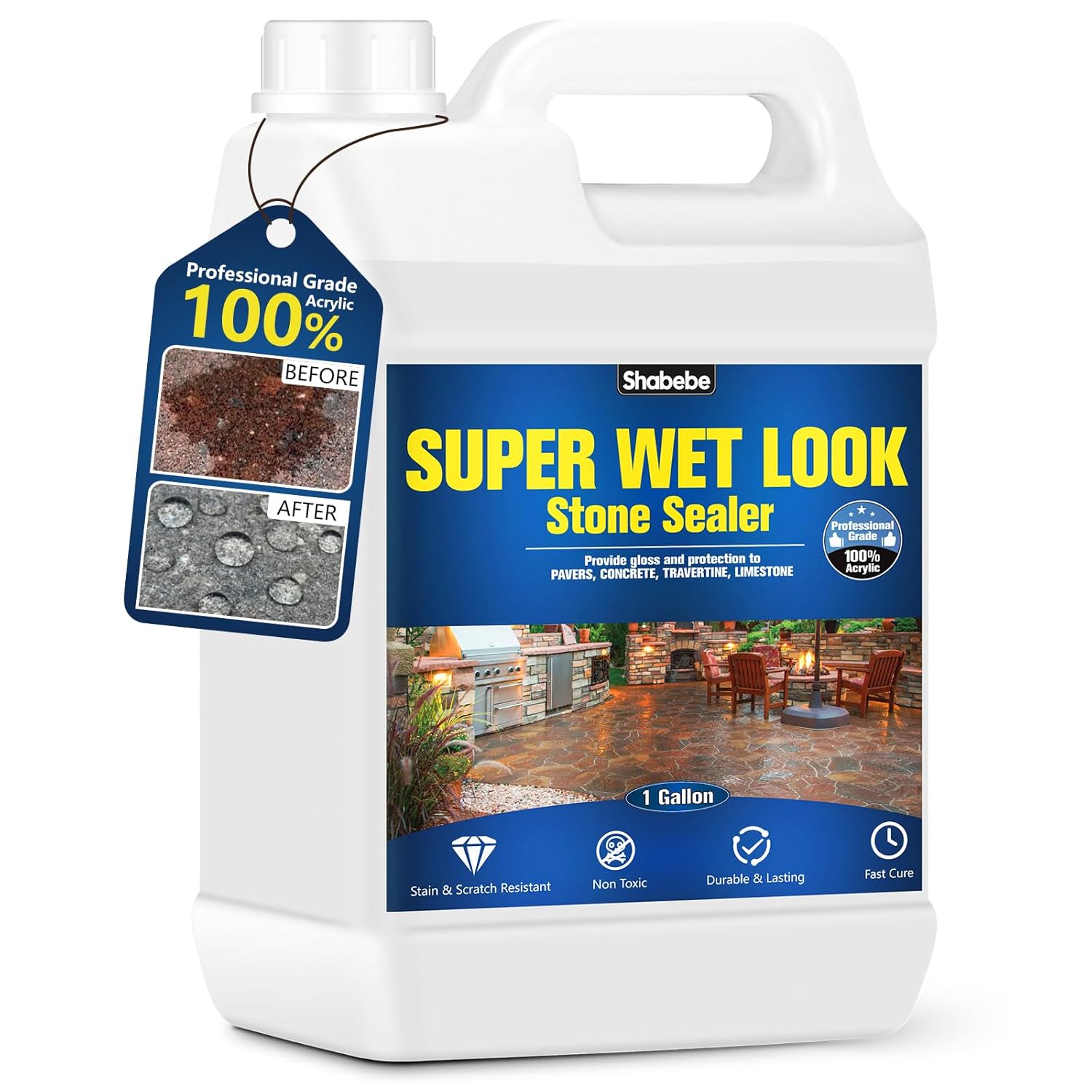 Shabebe Super Wet Look Stone Sealer 1 Gallon - High Gloss Finish