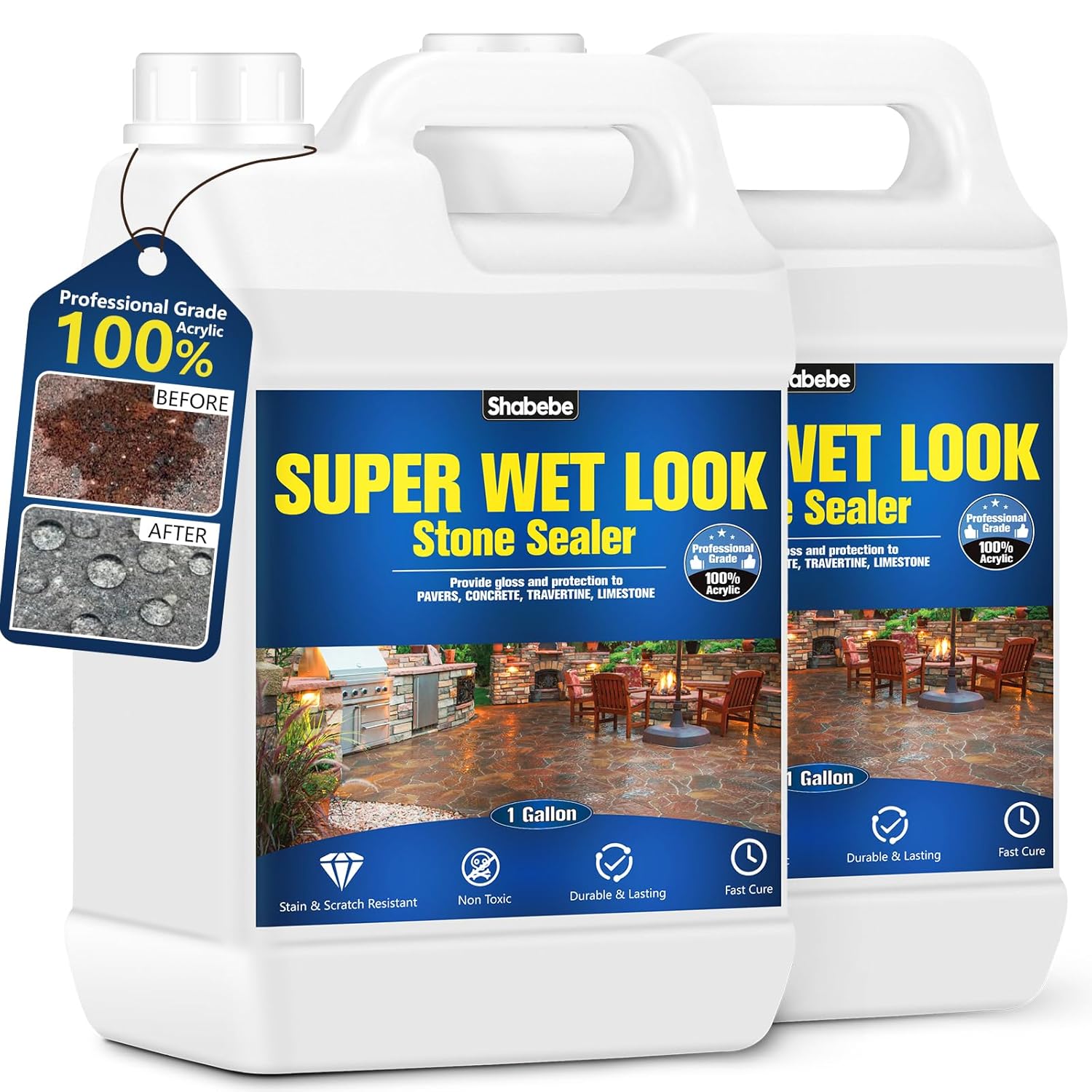 Shabebe Super Wet Look Stone Sealer 2 Gallon - High Gloss Finish
