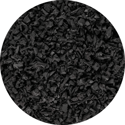Close-up of black rubber mulch