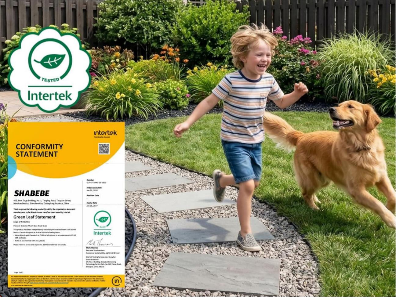 Shabebe water-based Mulch Glue and Rock Glue for landscaping around pets and garden plants