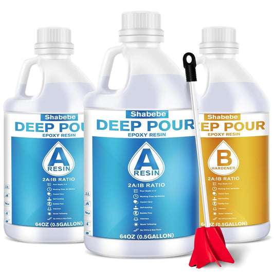 Deep Pour Epoxy Resin 1.5 Gallon, 2 to 4 Inch Depth Clear Epoxy Resin Kit with Mixer for River Table