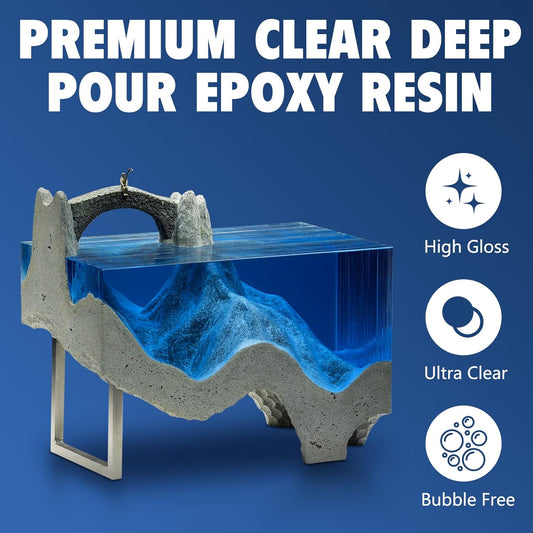 Deep Pour Epoxy Resin 1.5 Gallon, 2 to 4 Inch Depth Clear Epoxy Resin Kit with Mixer for River Table