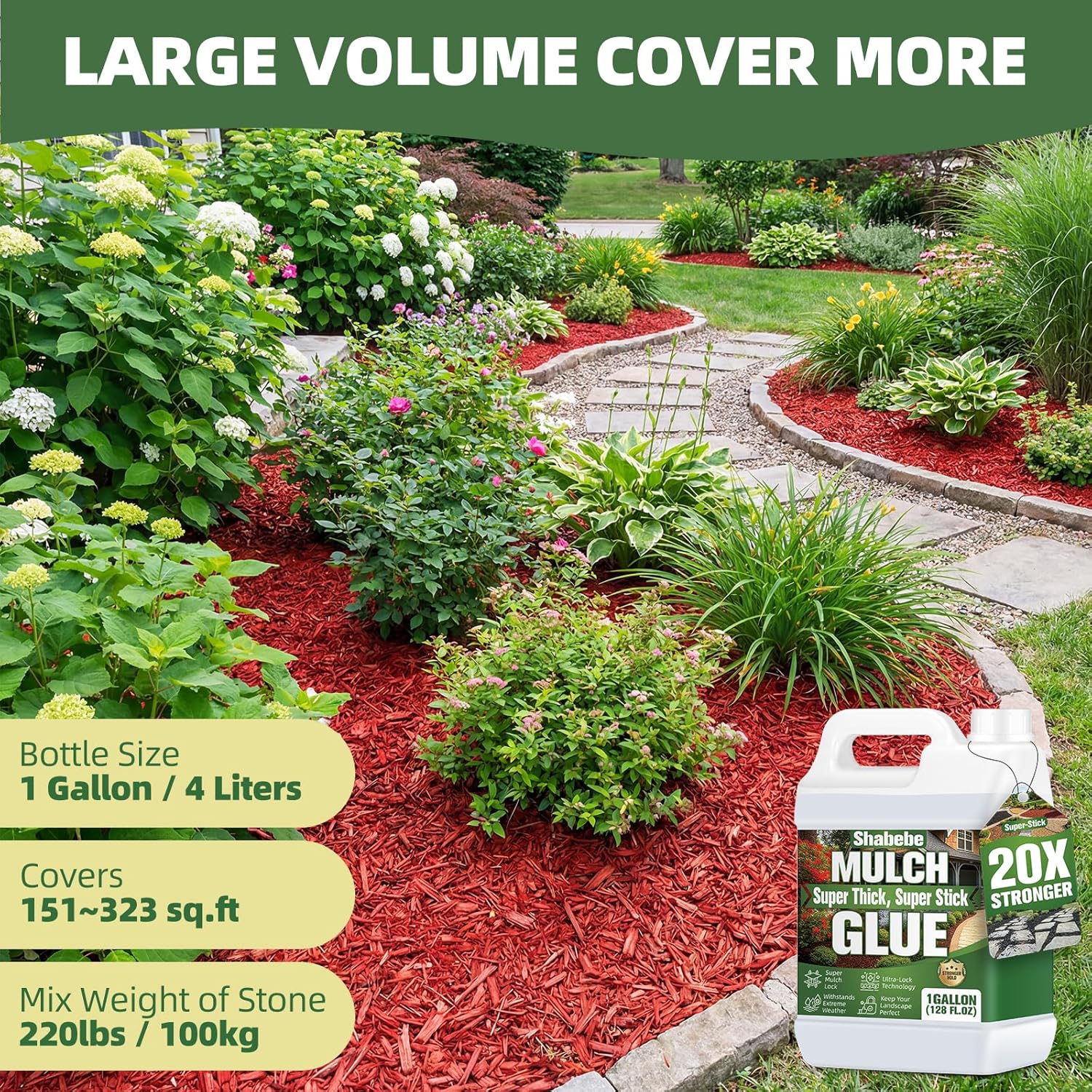 Shabebe Mulch Glue 1 Gallon Concentrated + Electric Sprayer Kit