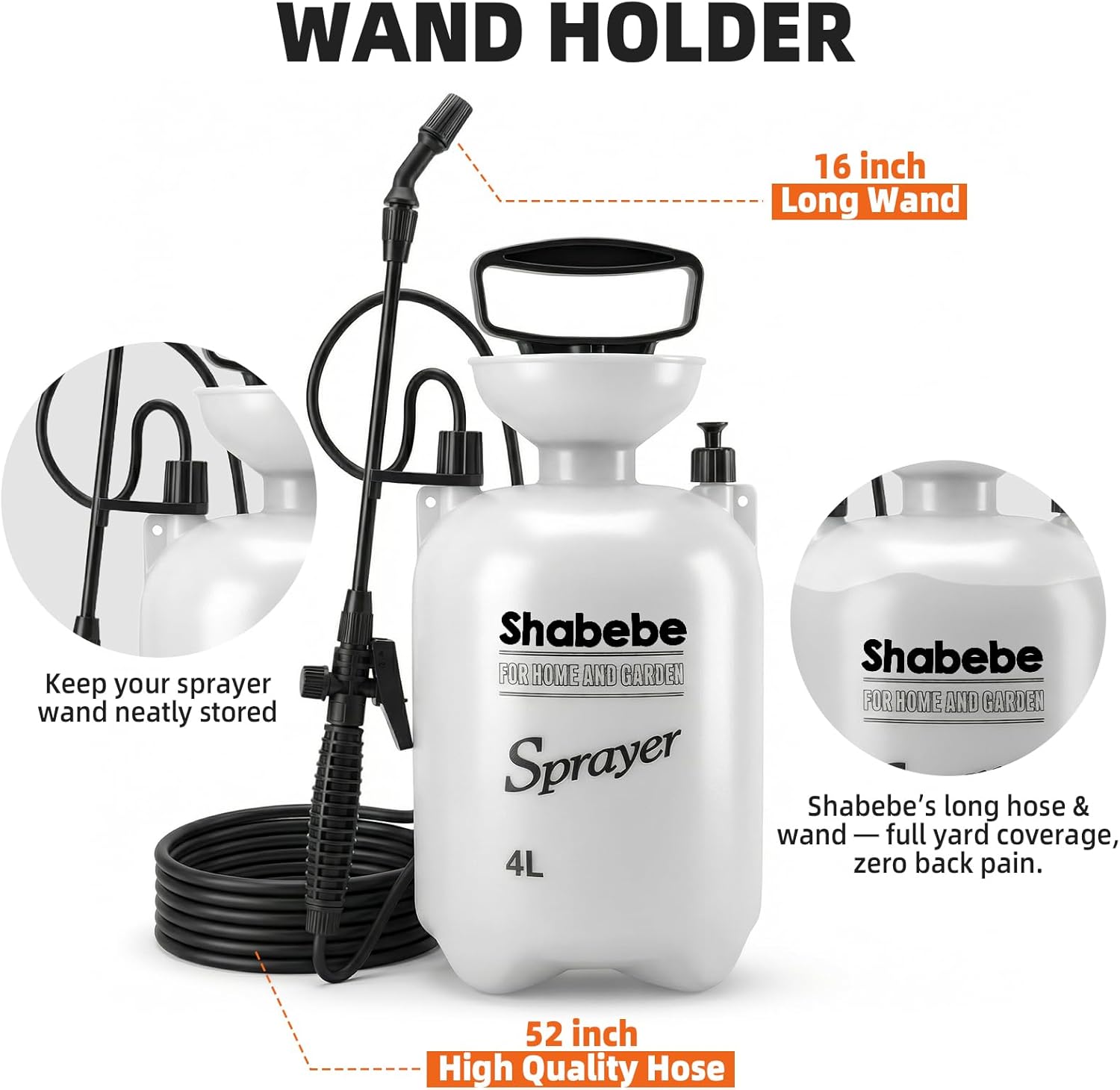 Shabebe Pump Sprayer 1 Gallon(4L) for Mulch Glue, Rock Glue, Surface Sealer