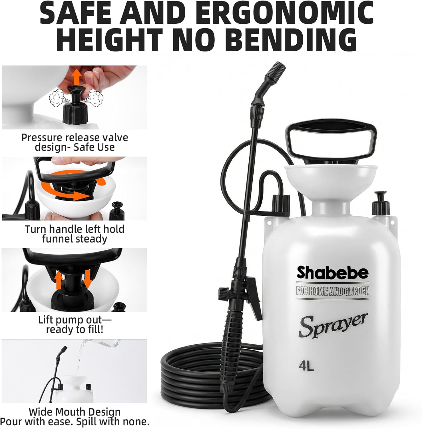 Shabebe Pump Sprayer 1 Gallon(4L) for Mulch Glue, Rock Glue, Surface Sealer