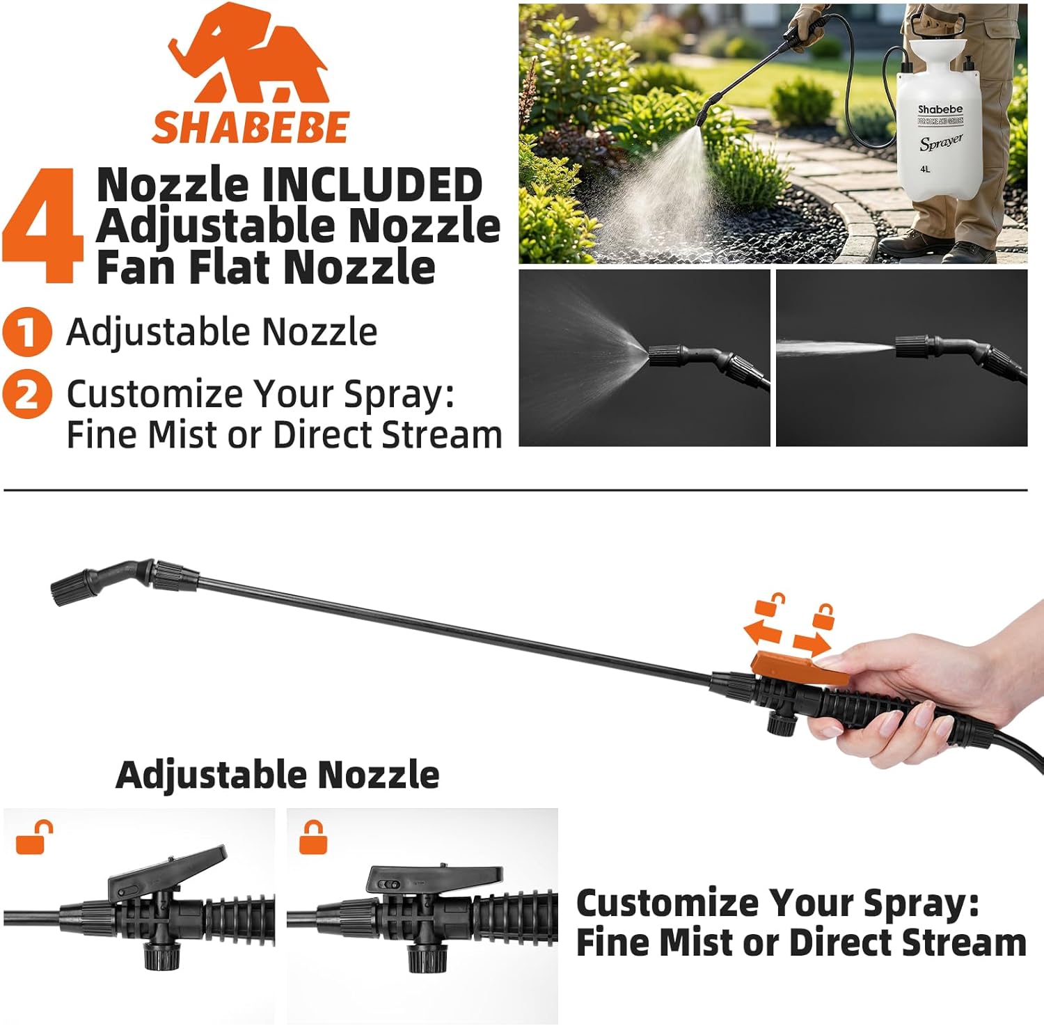 Shabebe Pump Sprayer 1 Gallon(4L) for Mulch Glue, Rock Glue, Surface Sealer