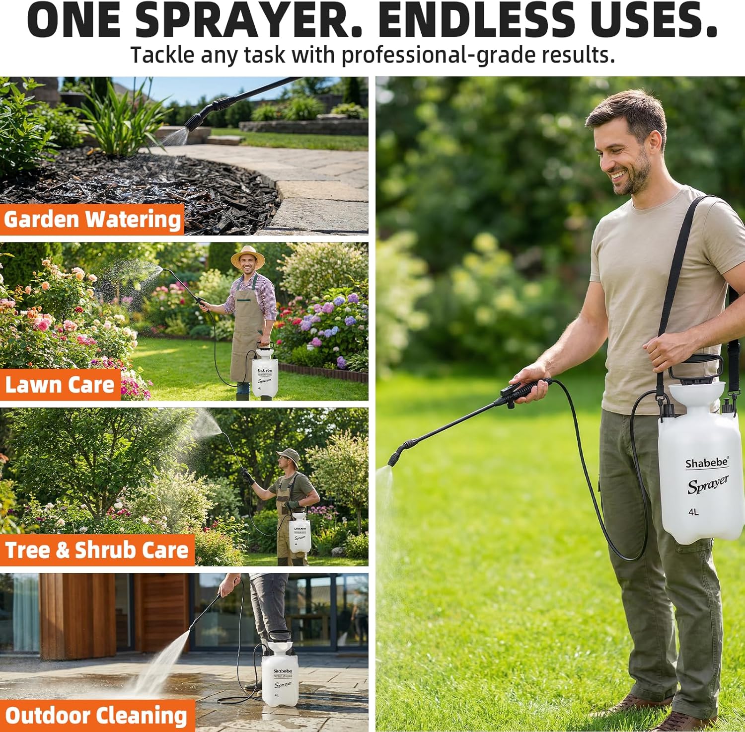 Shabebe Pump Sprayer 1 Gallon(4L) for Mulch Glue, Rock Glue, Surface Sealer