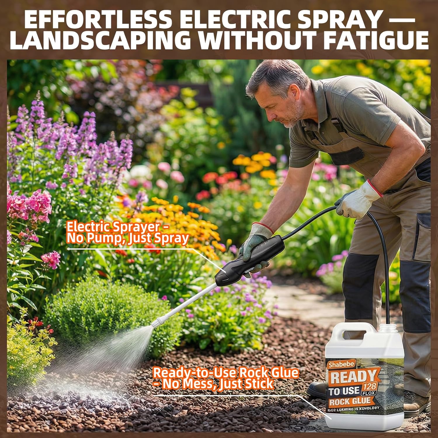 Shabebe Ready to Use Rock Glue 1 Gallon+ Electric Sprayer Kit