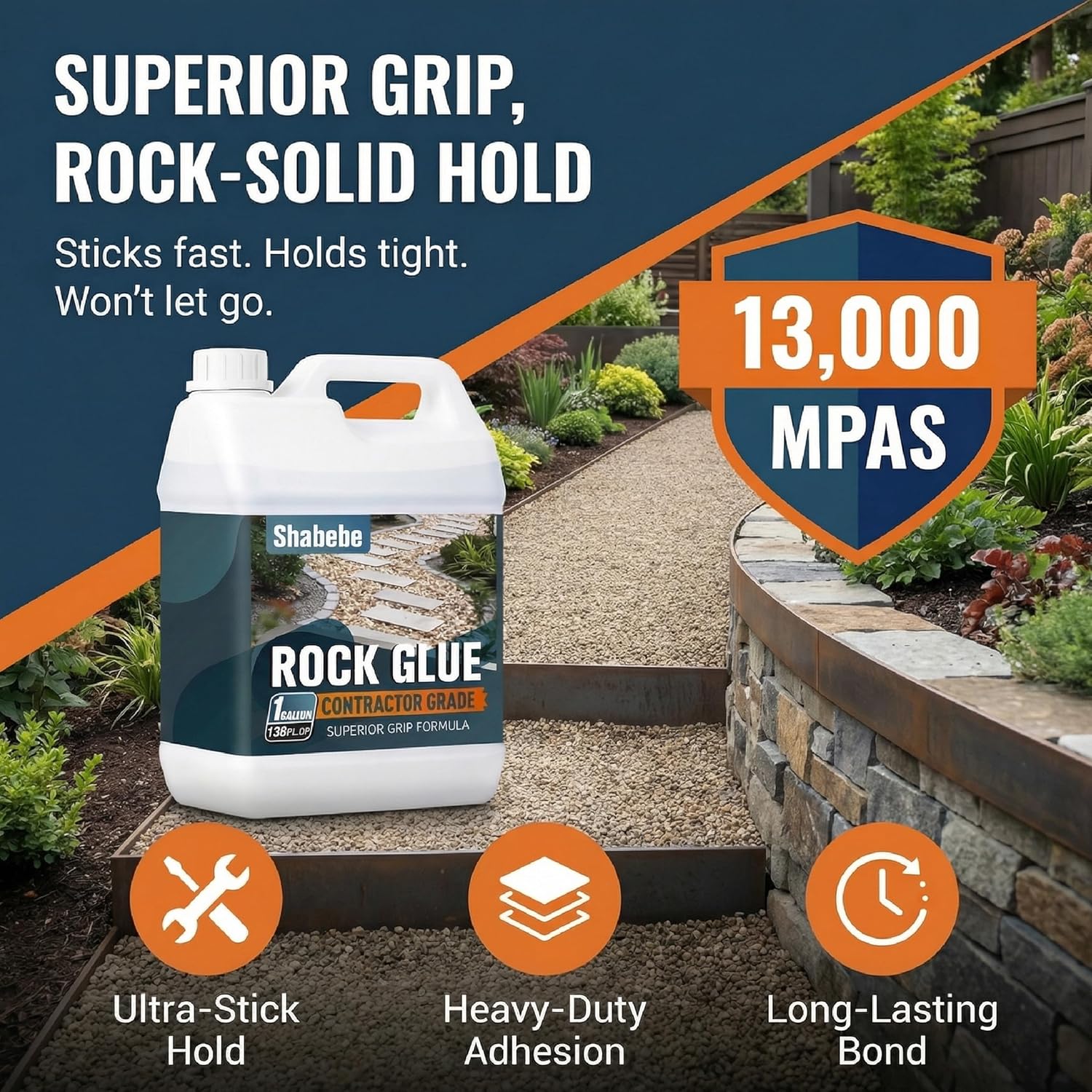 Shabebe Rock Glue Pro for High-Traffic Walkways - 1 Gallon Concentrated