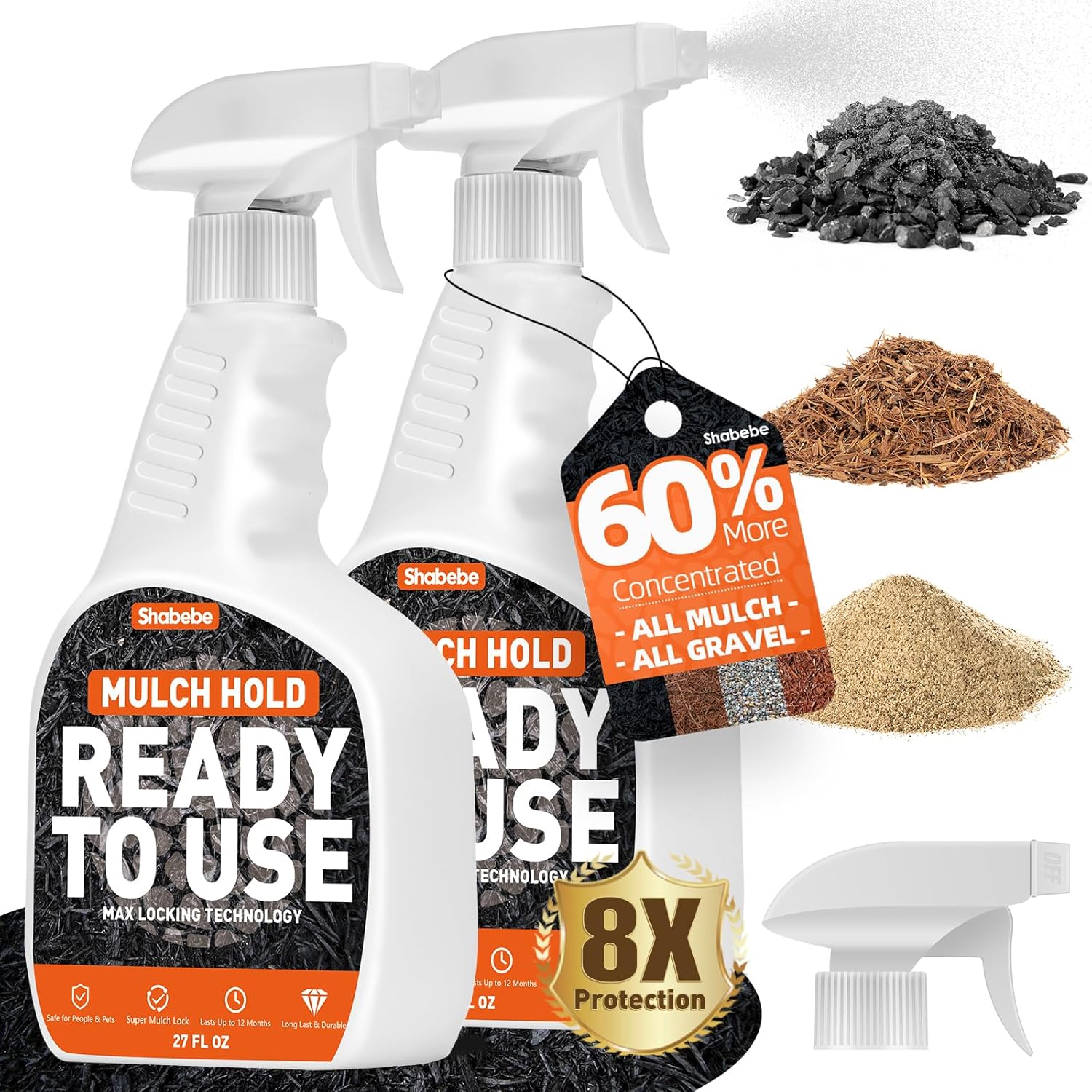 Shabebe Mulch Glue Spray 27 fl oz (2-Pack) - Ready to Use