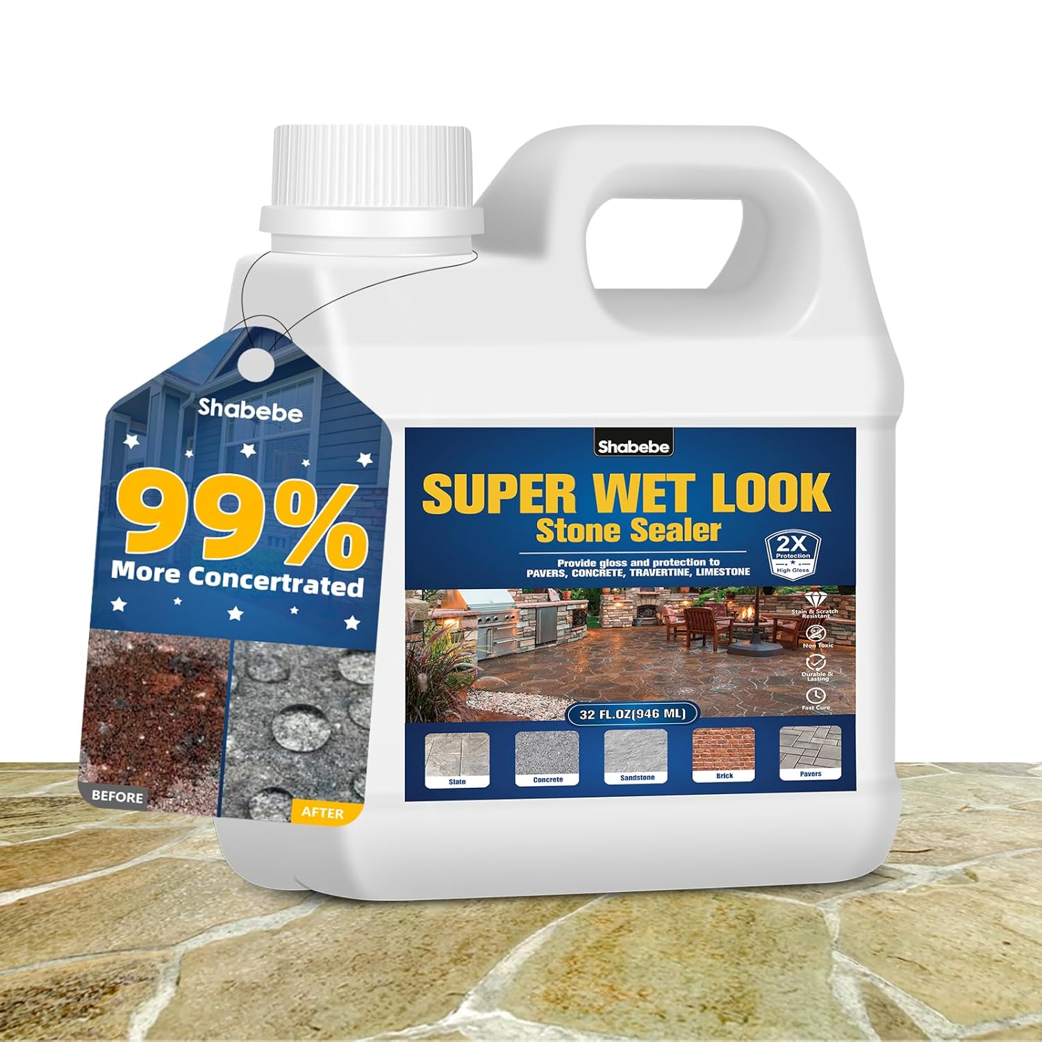 Shabebe Super Wet Look Stone Sealer 32 oz - High Gloss Finish