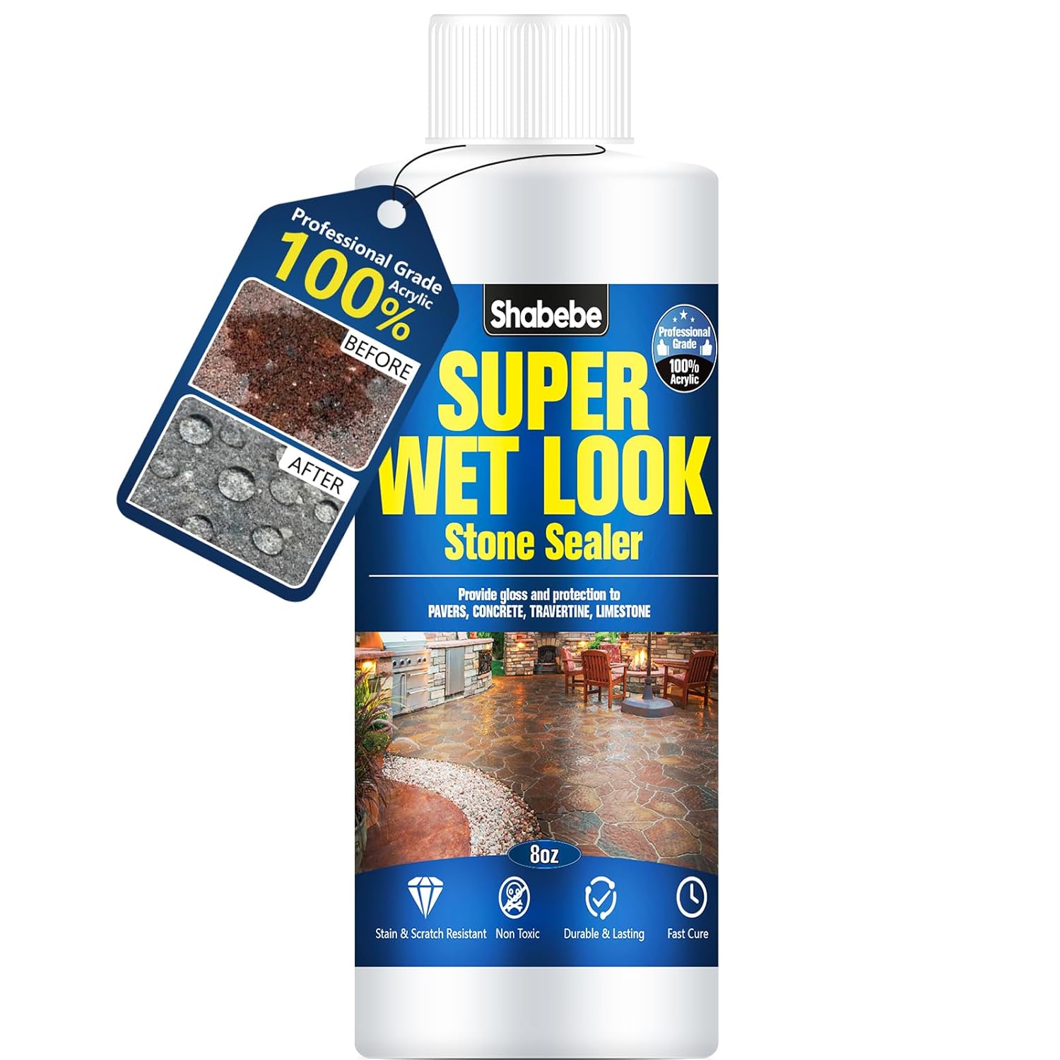 Shabebe Super Wet Look Stone Sealer 8 oz - High Gloss Finish
