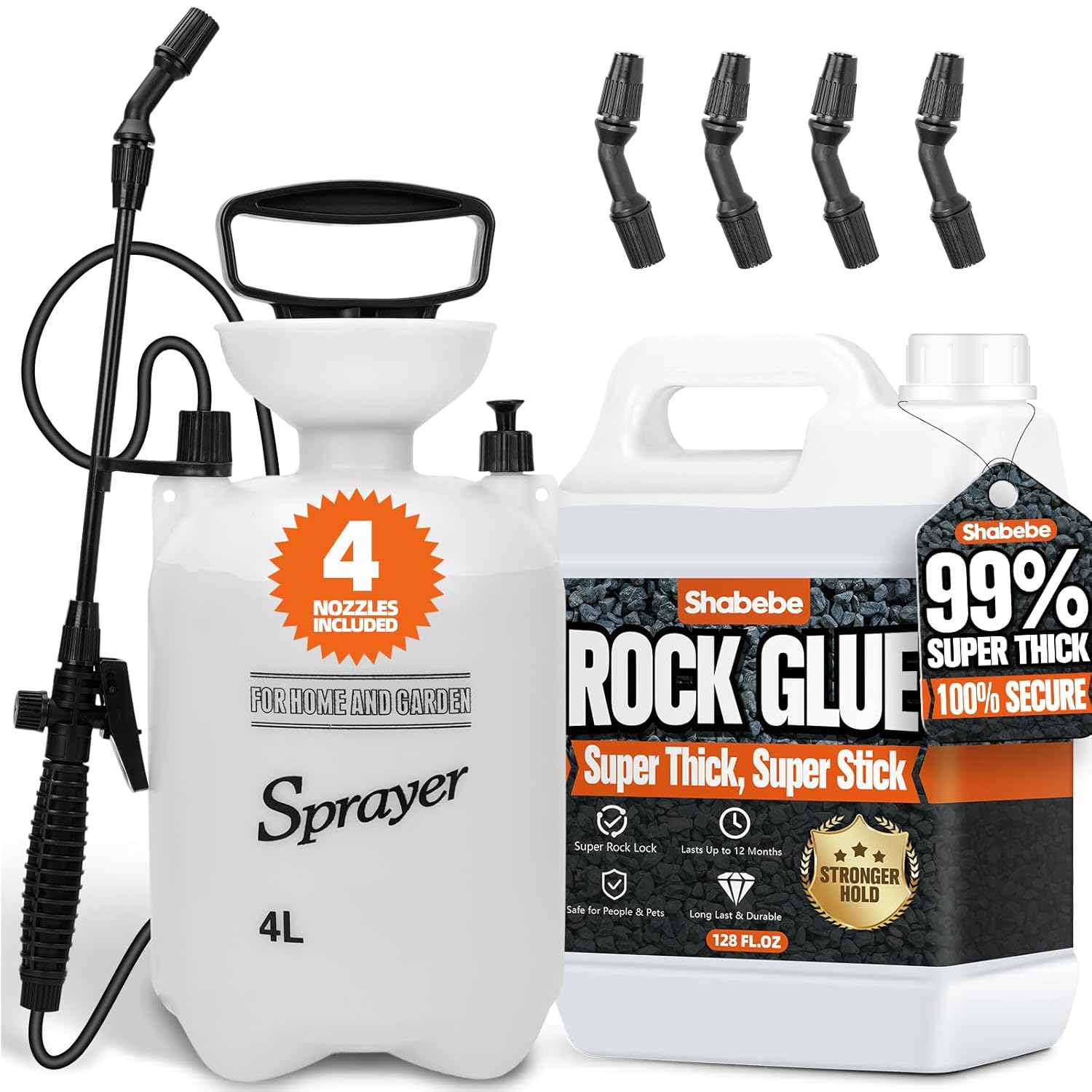 Shabebe Concentrated Rock Glue 1 Gallon + Pump Sprayer Kit